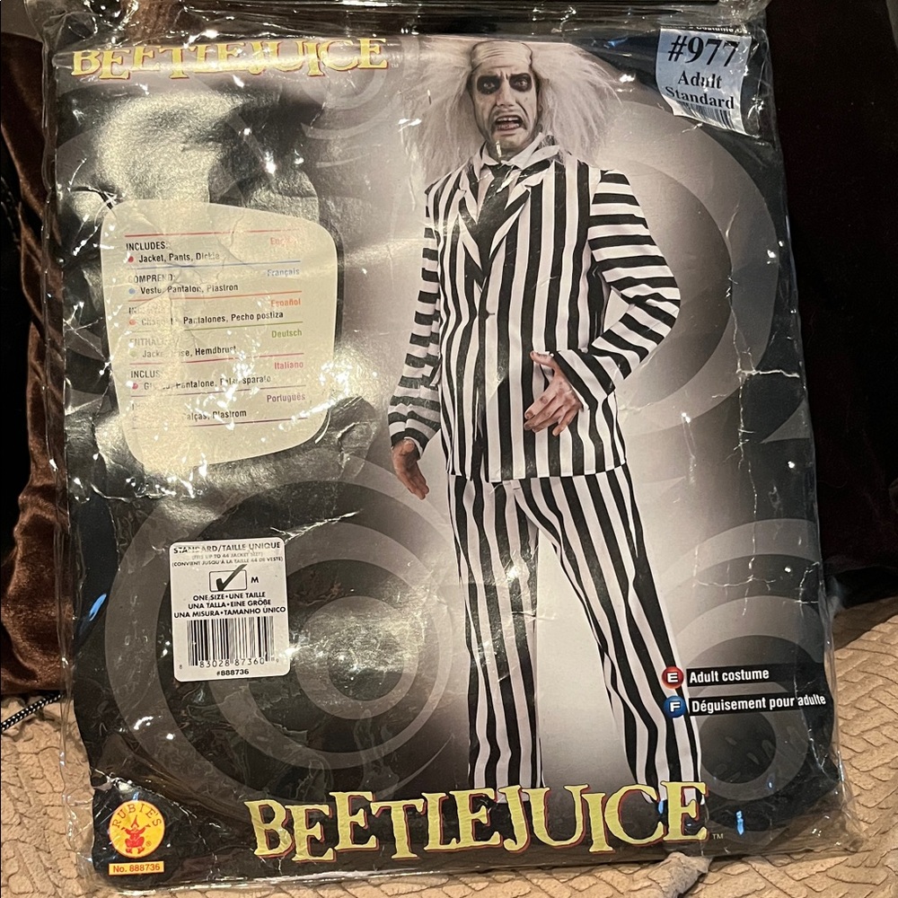 Beetlejuice Black and White Striped Adult Costume